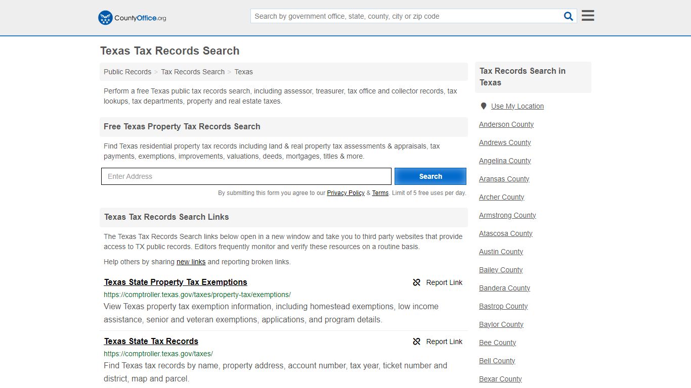 Texas Tax Records Search - County Office